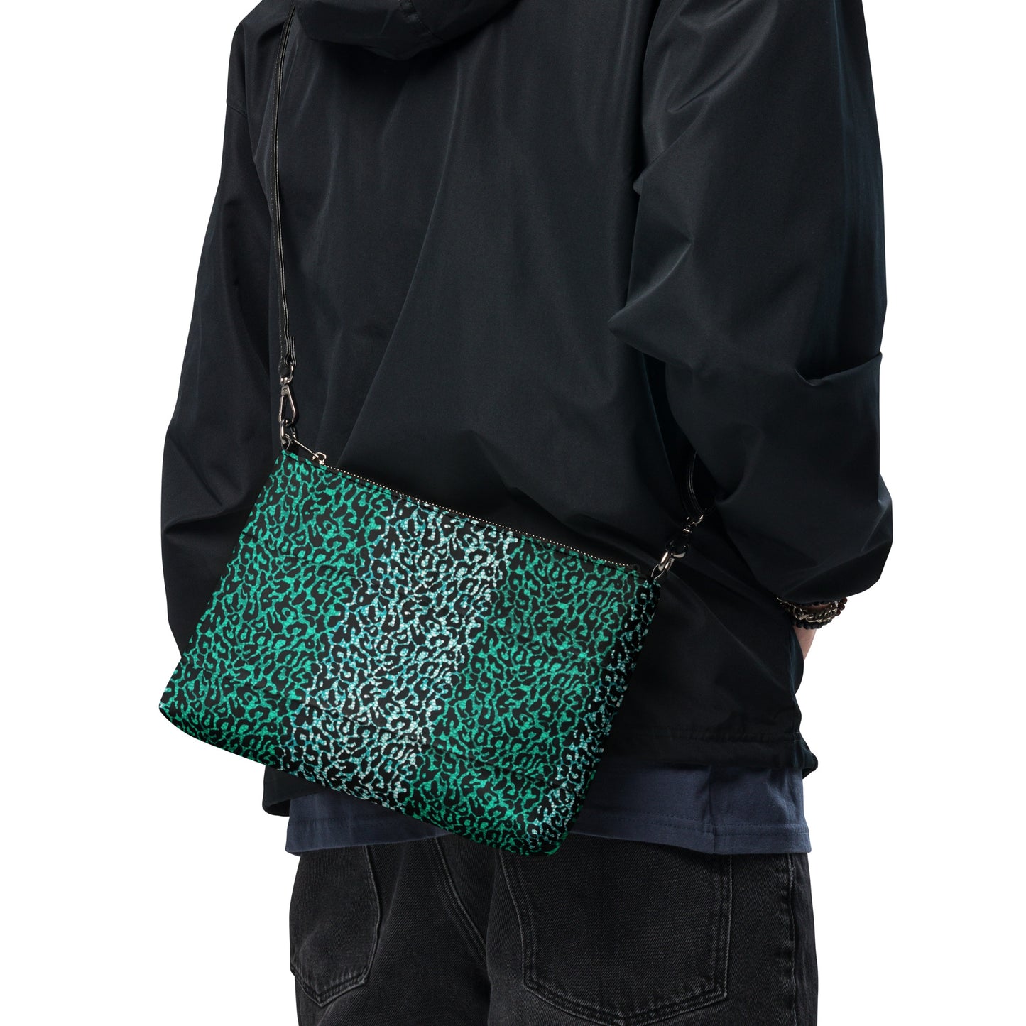 Green Leopard Ankara Crossbody Bag