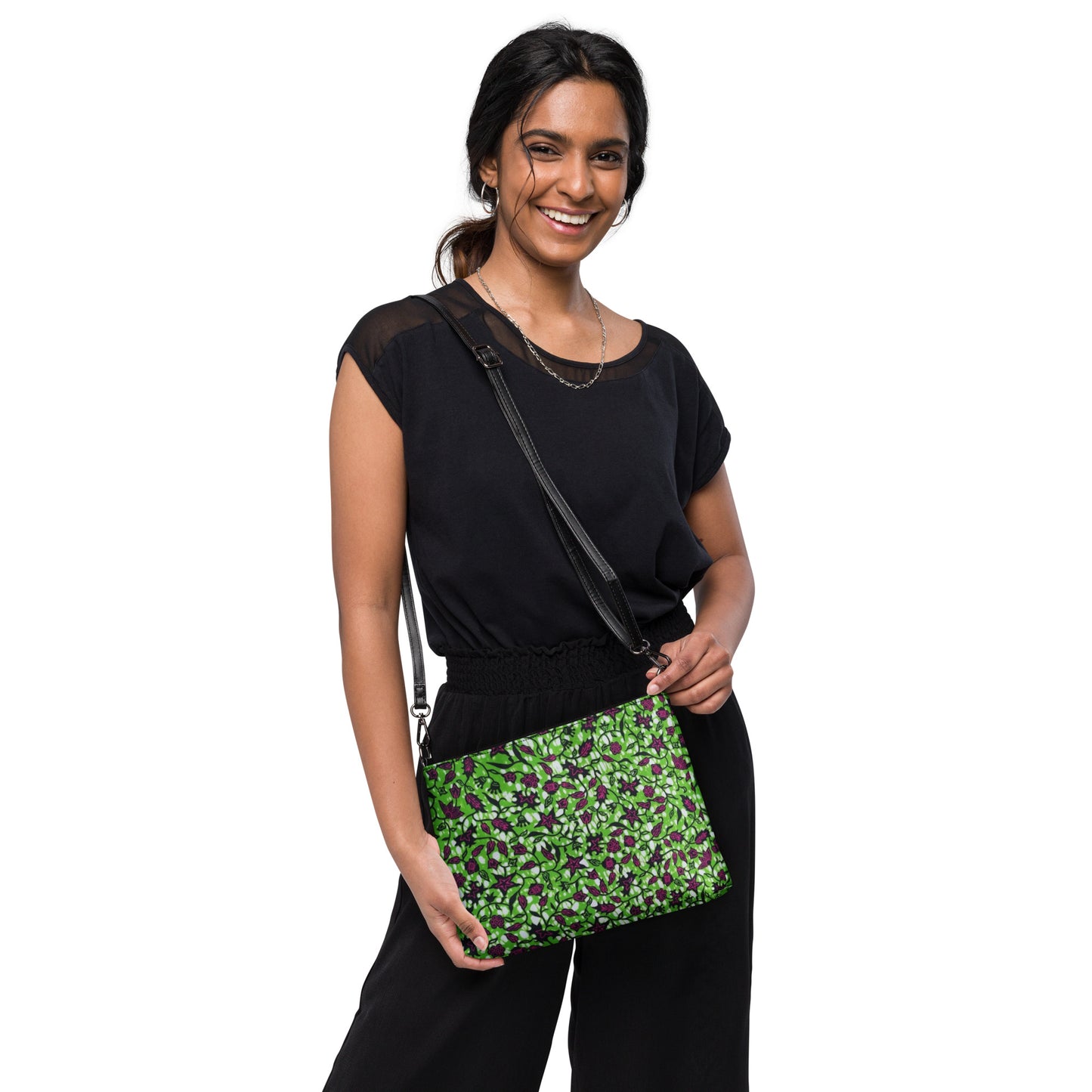 Green Burgundy Ankara Crossbody Bag