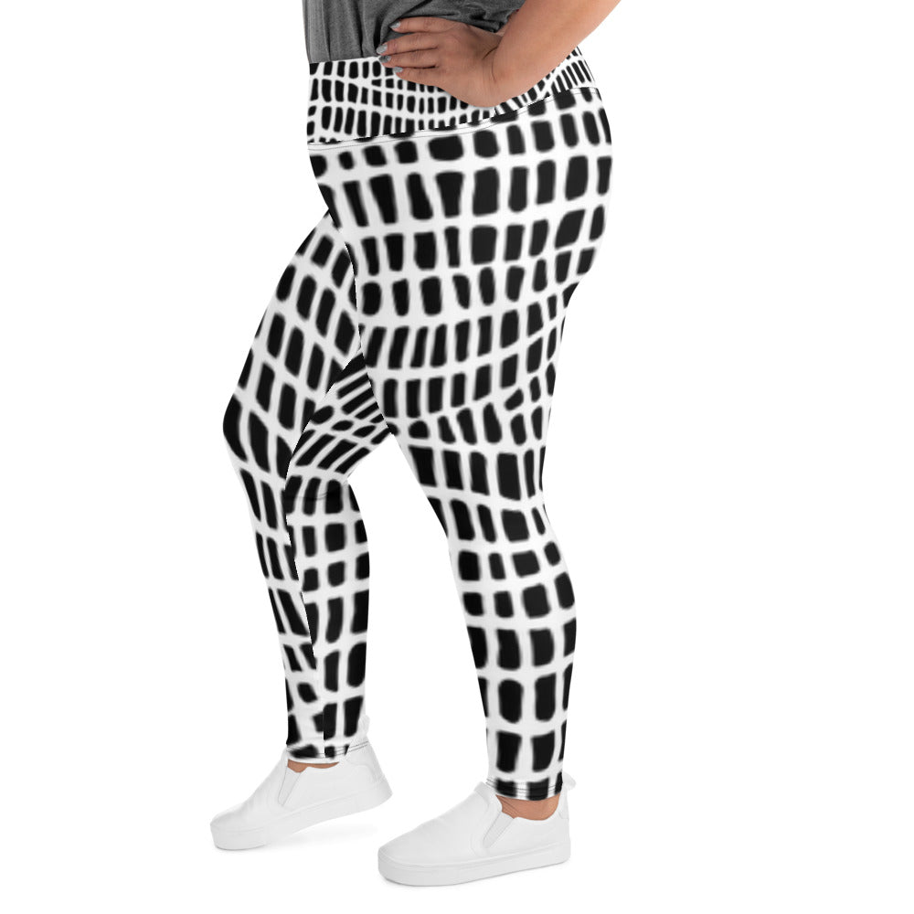 Black White Graphic Print Plus Size Leggings