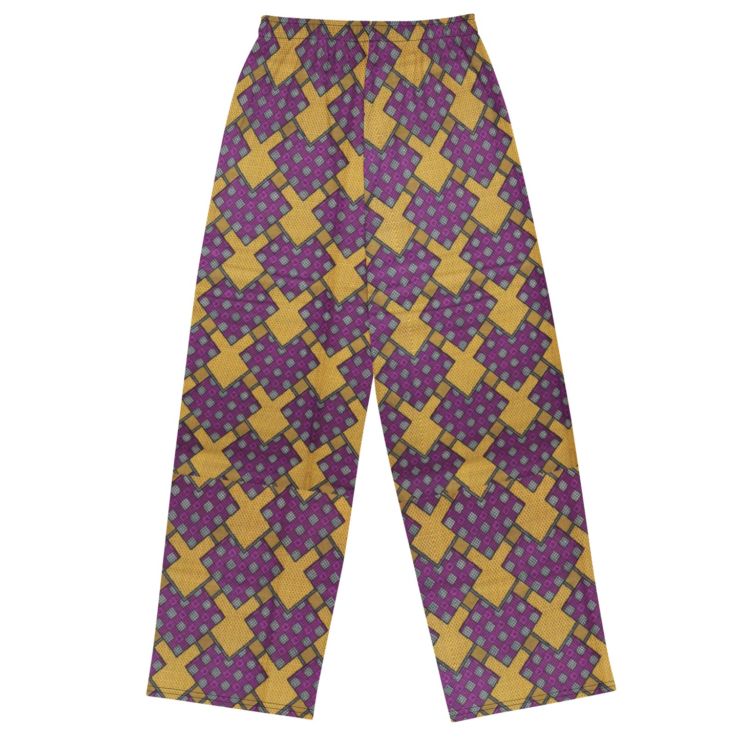 Purple Yellow Shapes Ankara Unisex Wide-Leg Pants