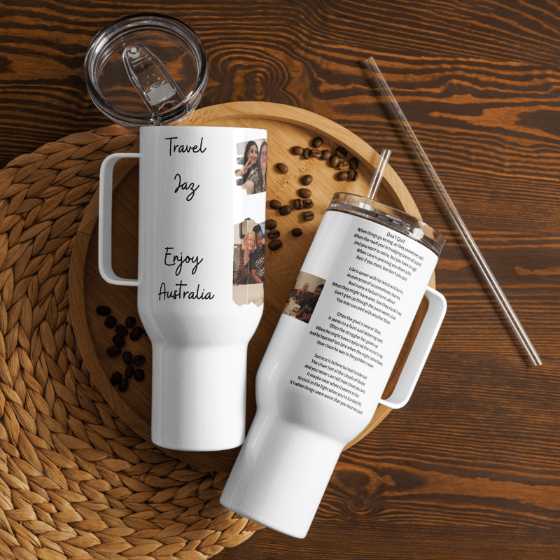 Personalised Jaz 40z Travel mug with a handle