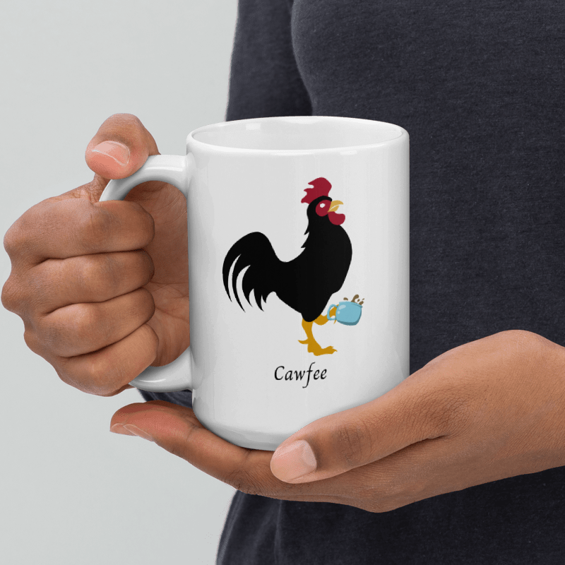Cawfee 15oz White glossy mug