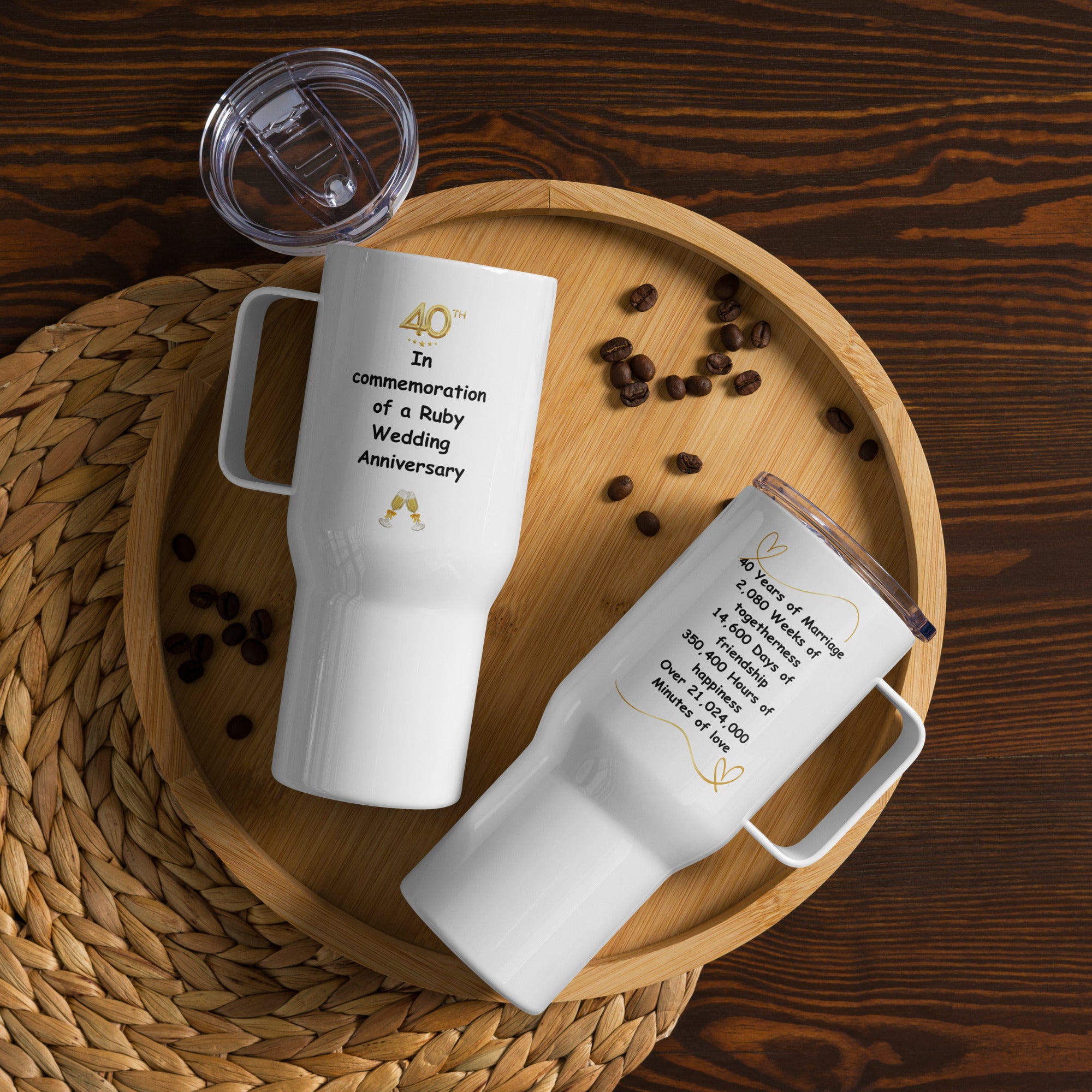 40th Wedding Anniversary Travel mug with a handle – ShopByBoomni