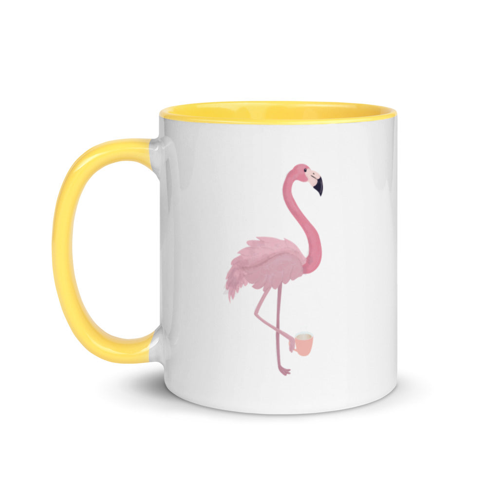 Flamingo Themed Gifts - Flamingo With Coffee Mug
