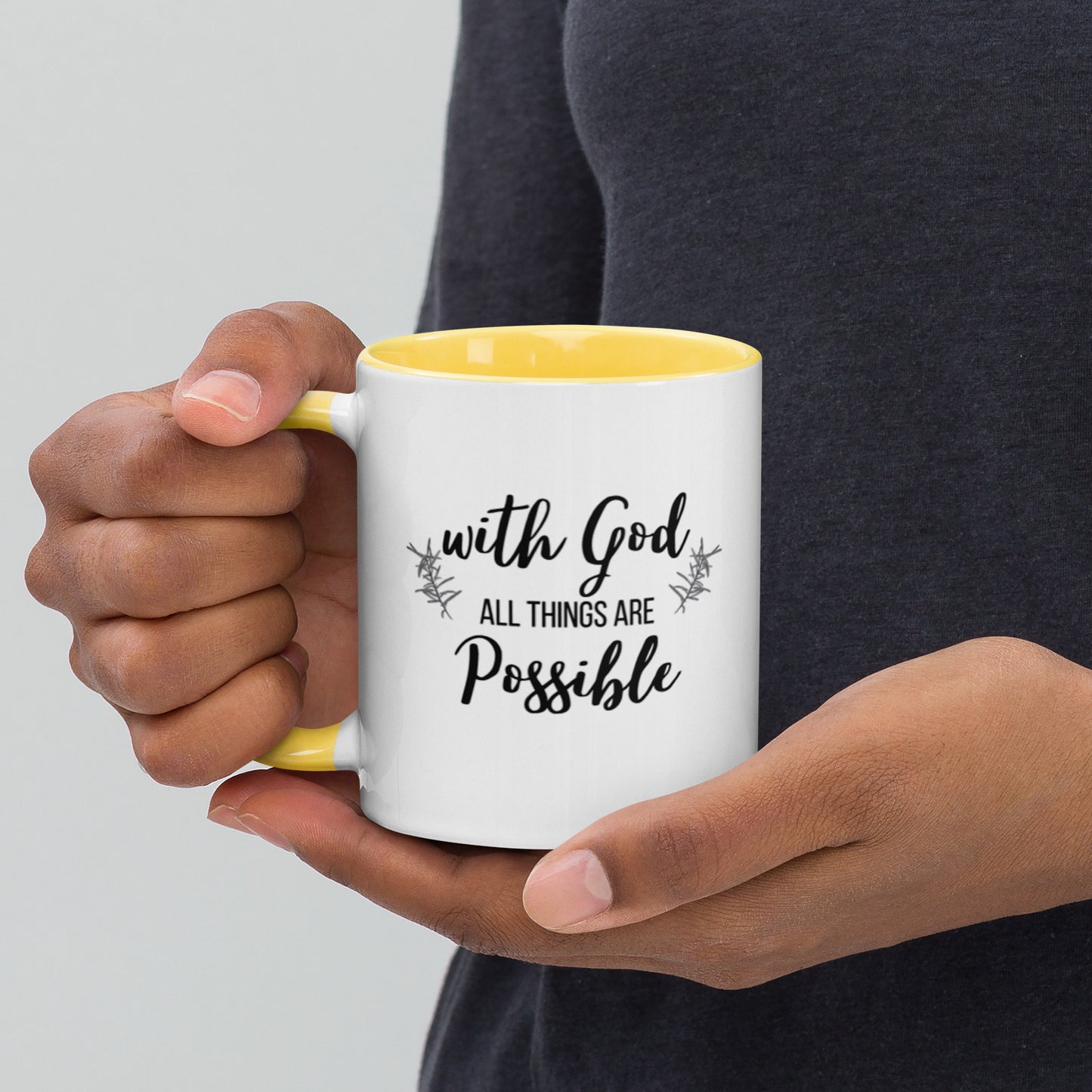 With God All Things Are Possible Mug with Color Inside