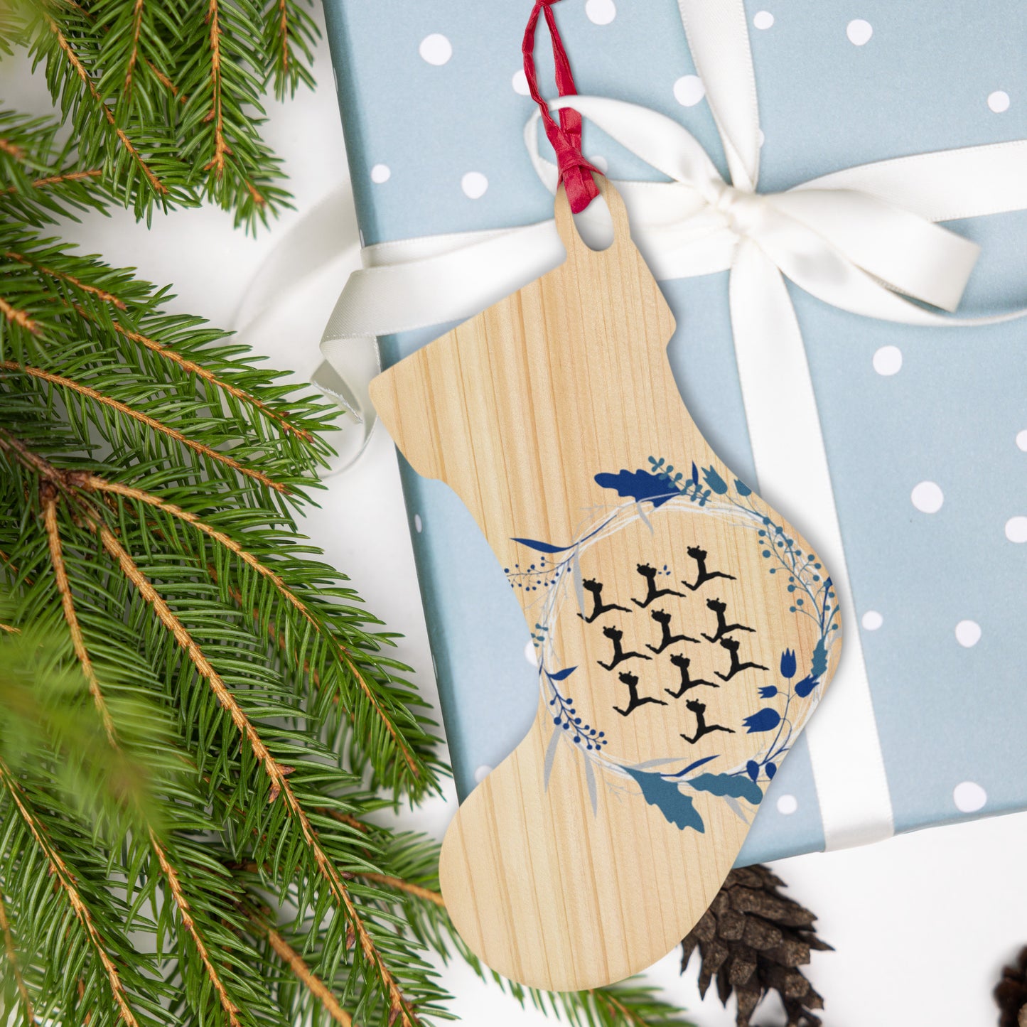 Ten Lords A-leaping Wooden ornaments