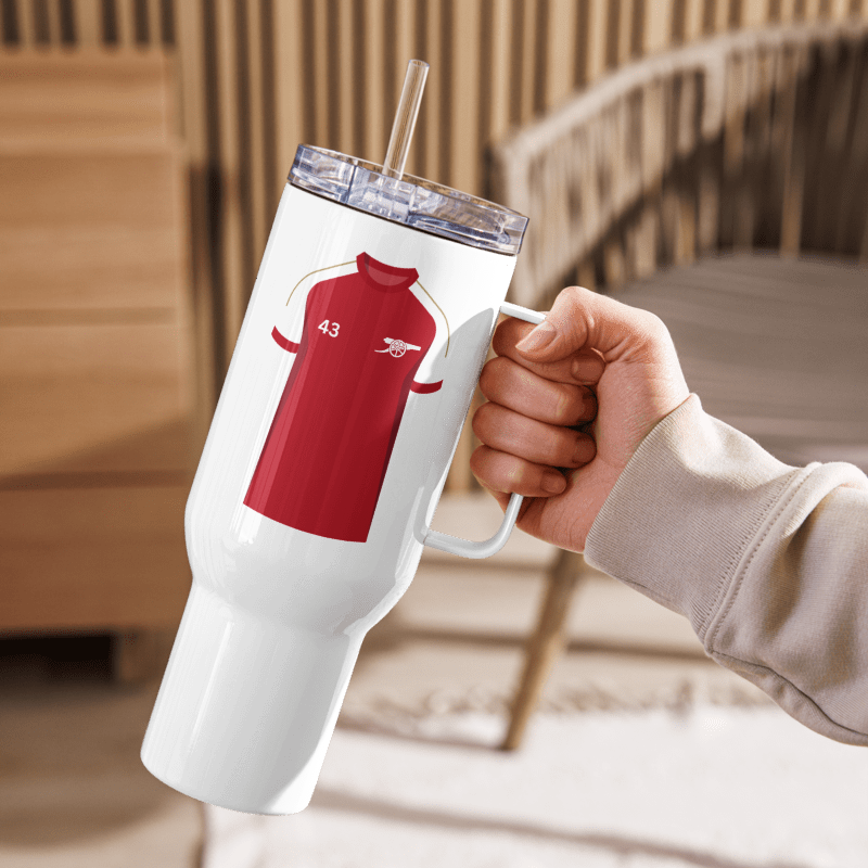 Personalised Arsenal Travel mug with a handle