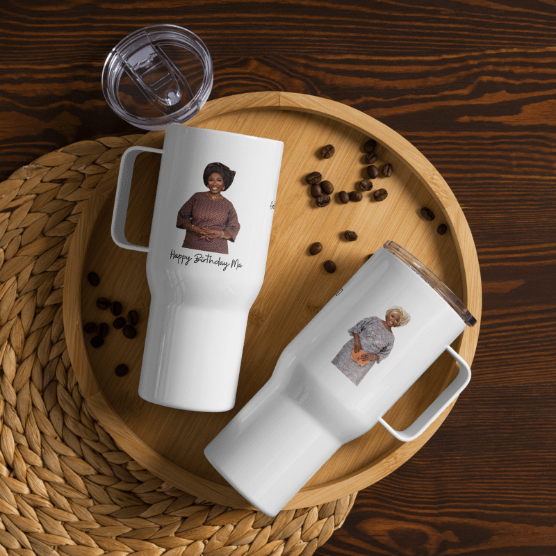 Personalised 50th Birthday Travel mug with a handle