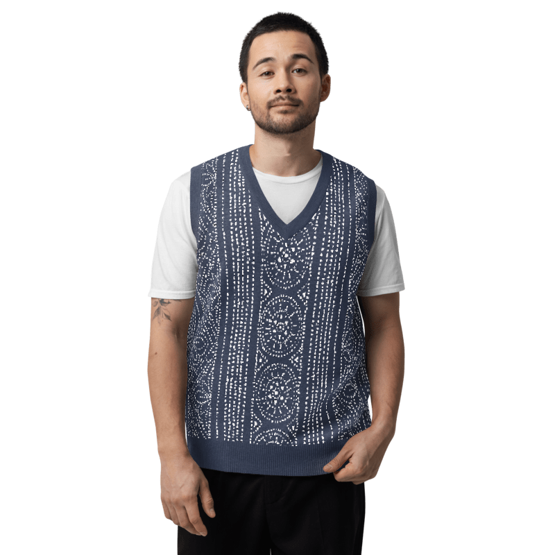 Indigo Knit V-neck vest