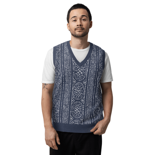 Indigo Knit V-neck vest