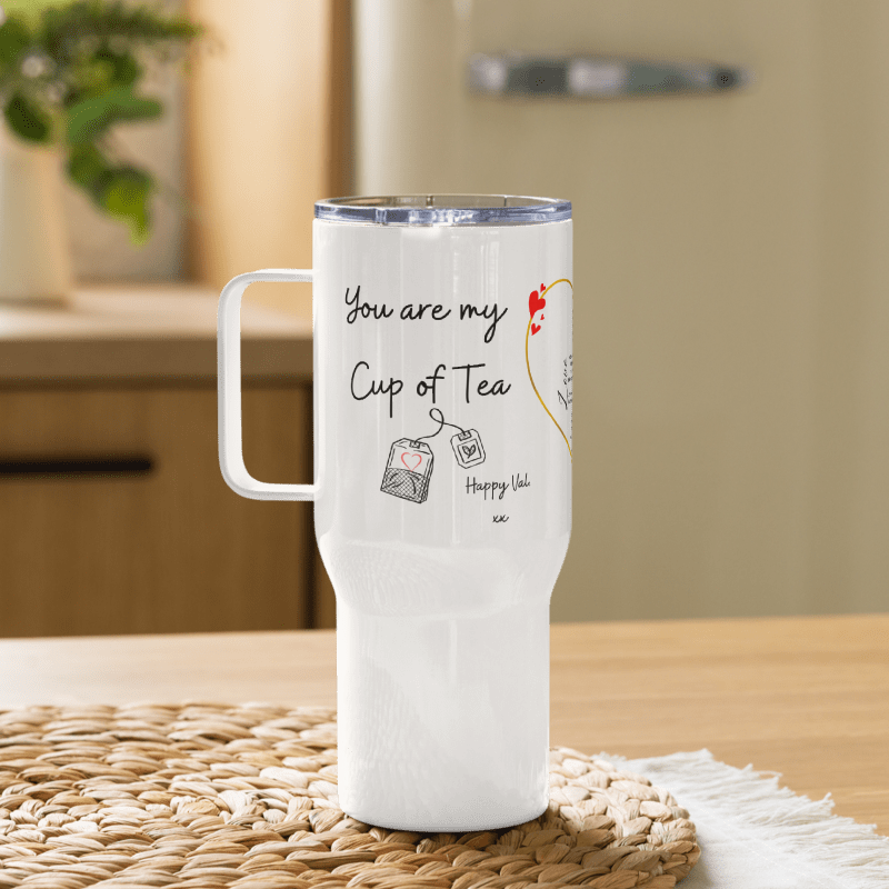 Hers Valentine Travel mug with a handle