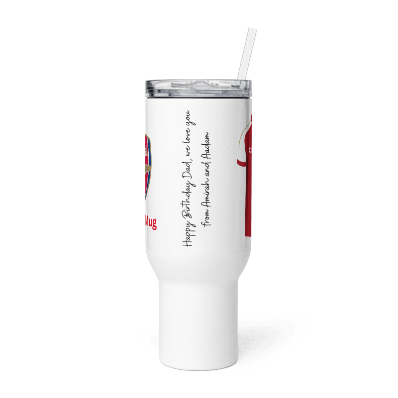 Personalise Arsenal Fan Travel mug with a handle