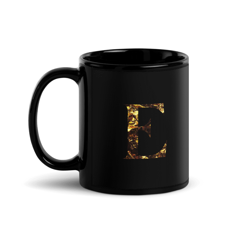 Monogram E Black Glossy Mug