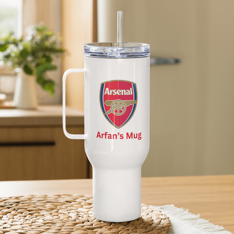 Personalise Arsenal Fan Travel mug with a handle