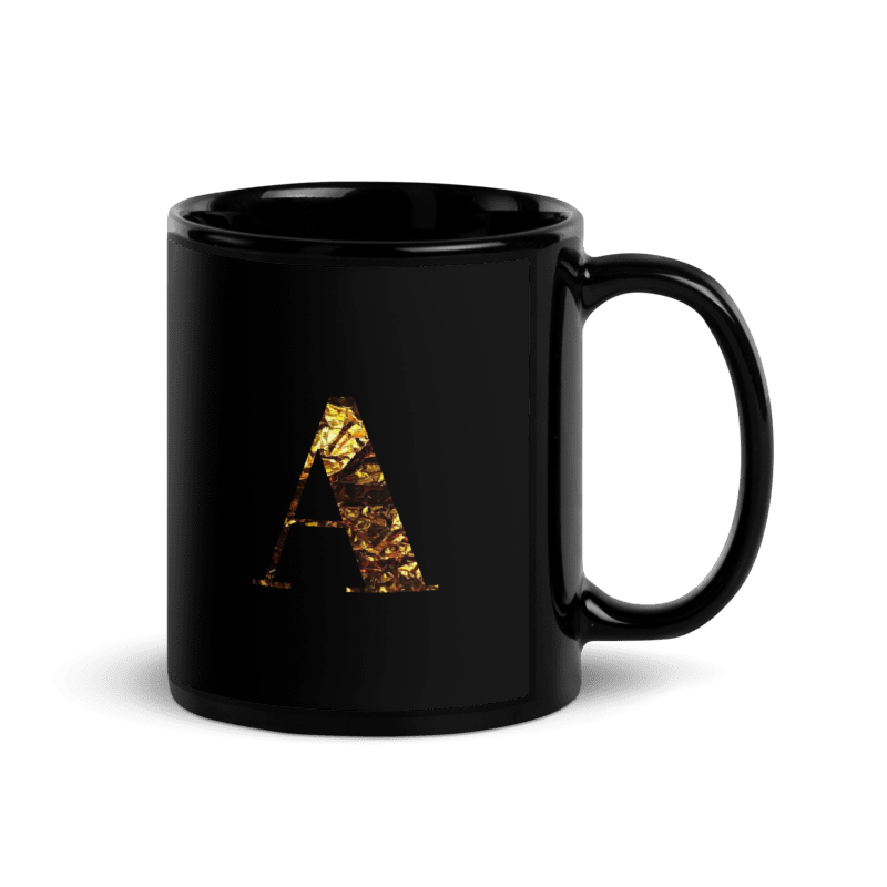 Monogram A Black Glossy Mug