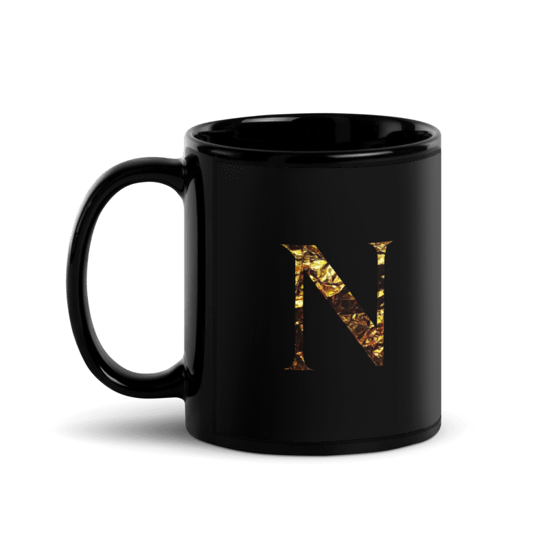 Monogram N Black Glossy Mug