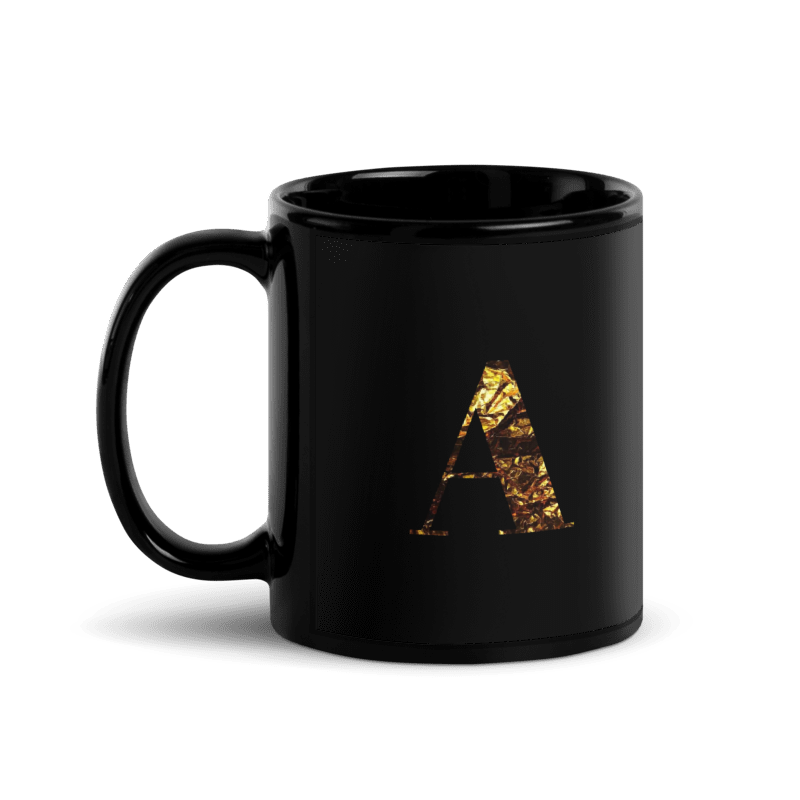 Monogram A Black Glossy Mug