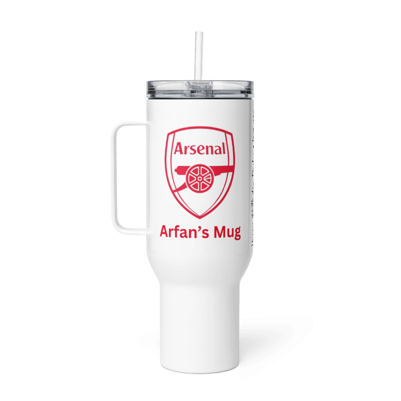 Personalised Arsenal Travel mug with a handle
