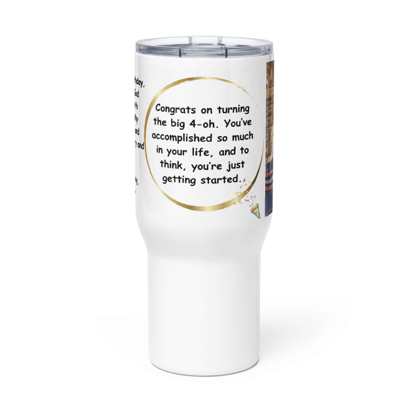 Personalised 40th Birthday Travel mug with a handle