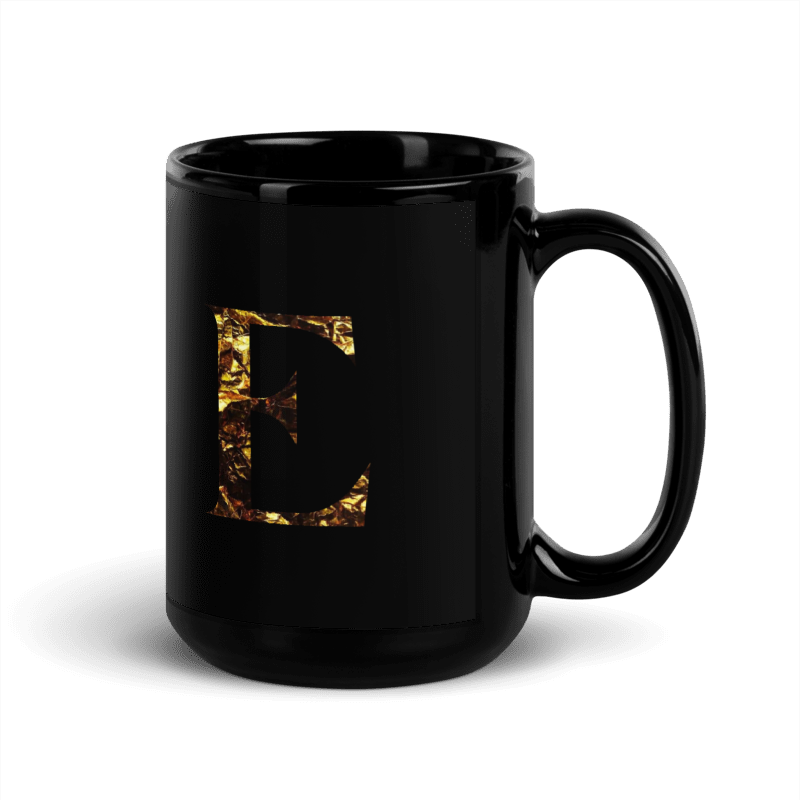 Monogram E Black Glossy Mug