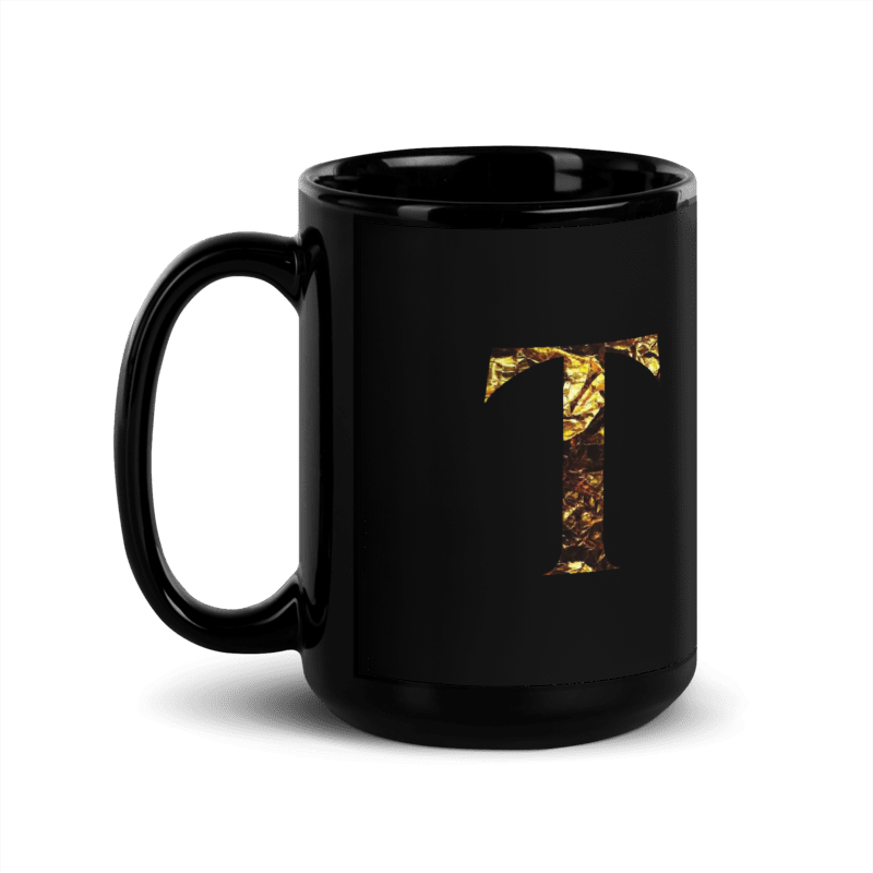 Monogram T Black Glossy Mug