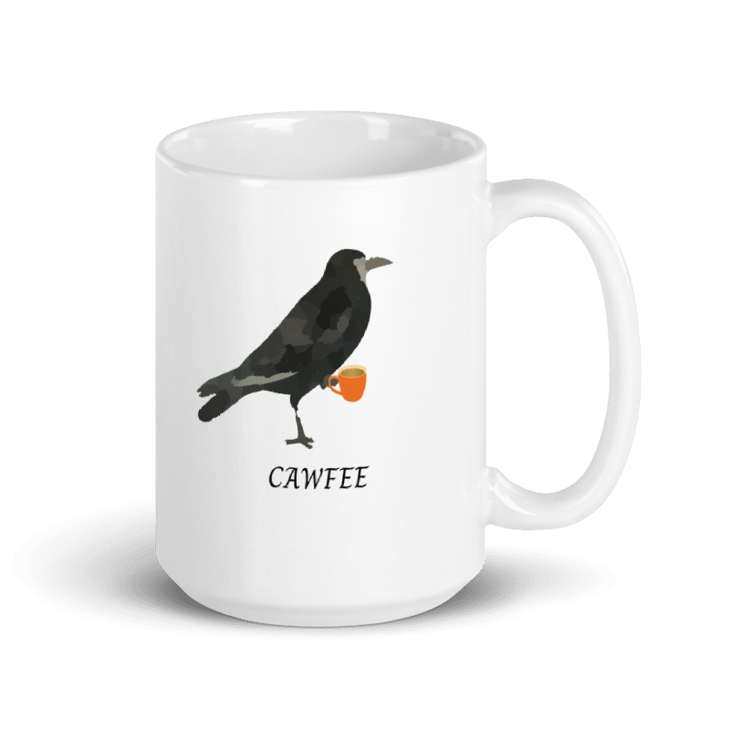 Cawfee 15oz White glossy mug