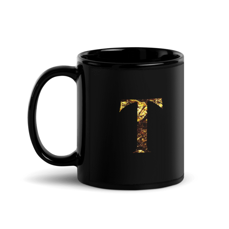 Monogram T Black Glossy Mug