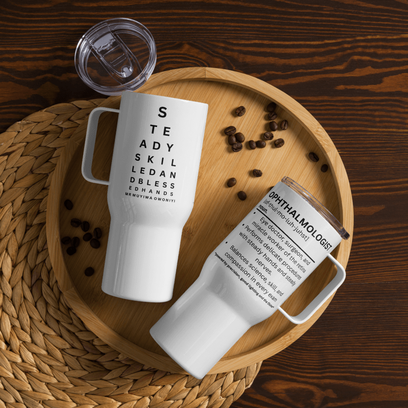 Personalised Ophthalmologist Travel mug with a handle
