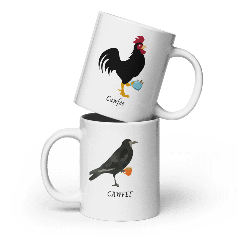 Cawfee 20oz White glossy mug