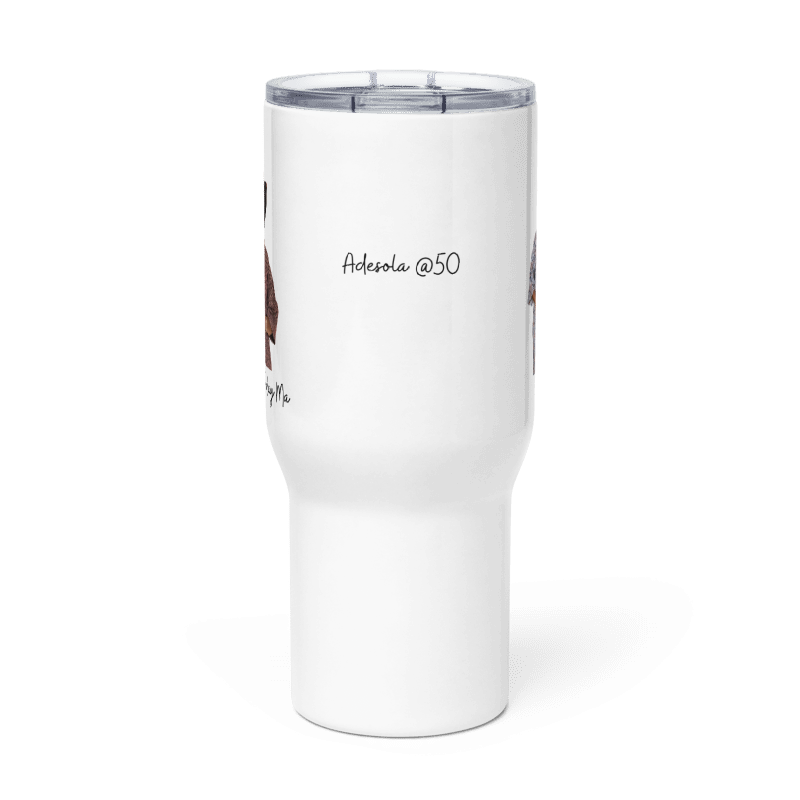 Personalised 50th Birthday Travel mug with a handle