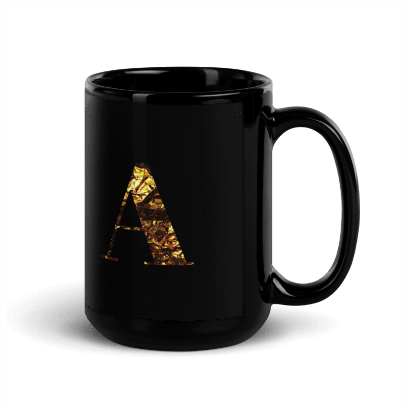 Monogram A Black Glossy Mug