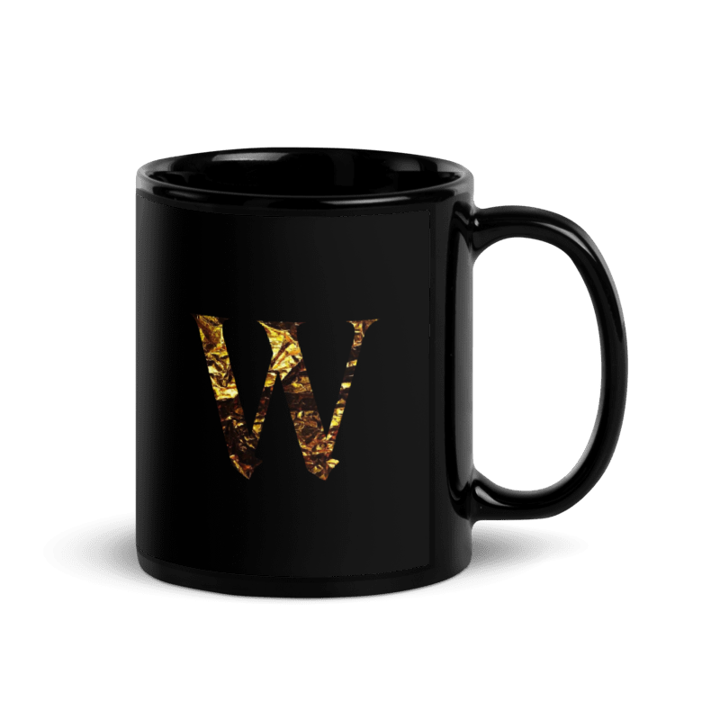 Monogram W Black Glossy Mug