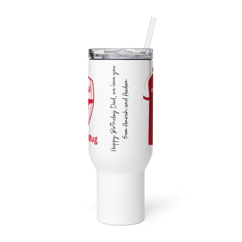 Personalised Arsenal Travel mug with a handle