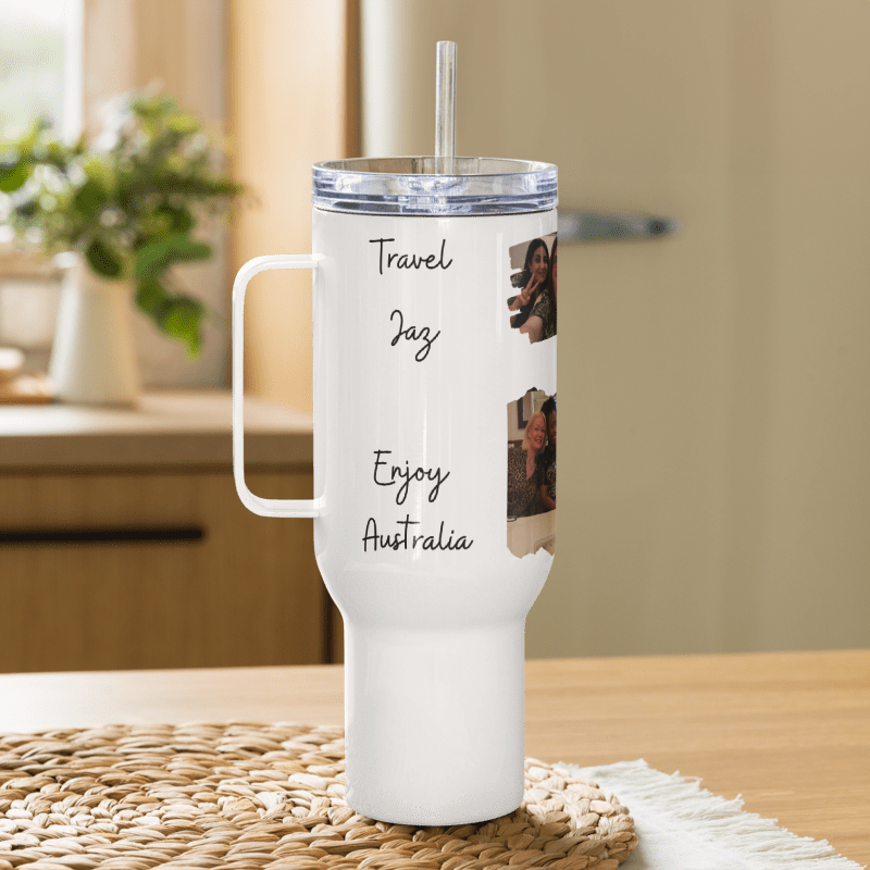 Personalised Jaz 40z Travel mug with a handle