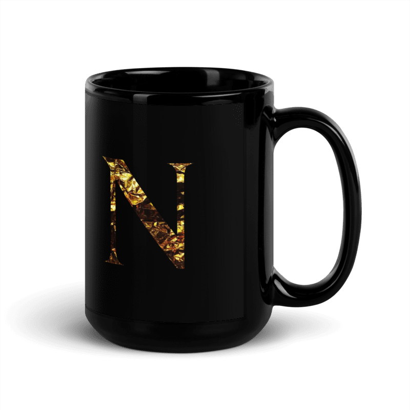 Monogram N Black Glossy Mug