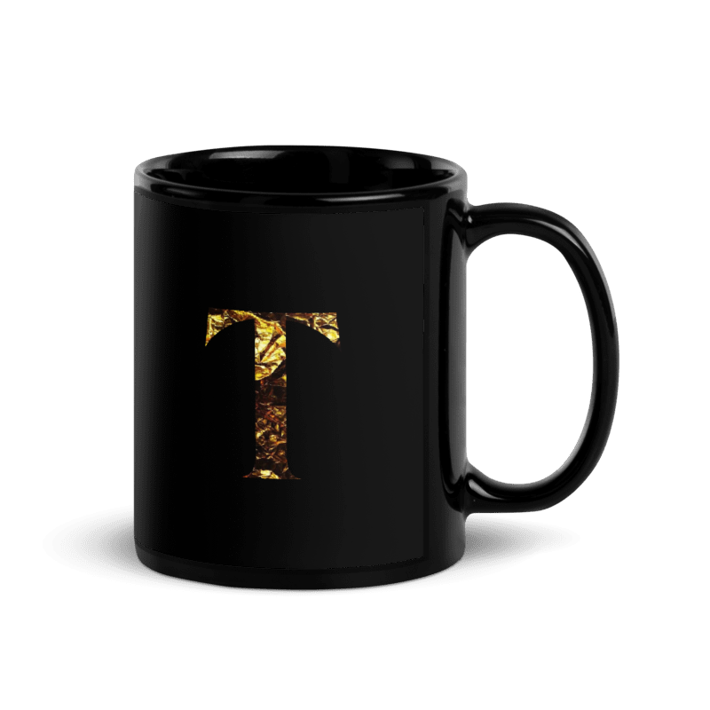 Monogram T Black Glossy Mug