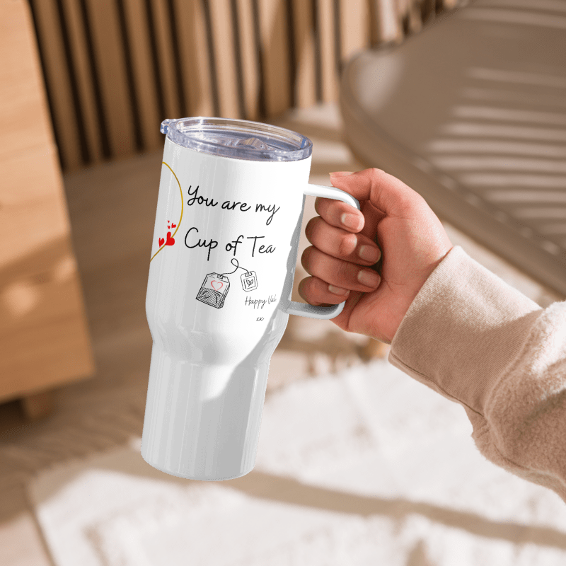 Personalised Valentine Travel mug with a handle