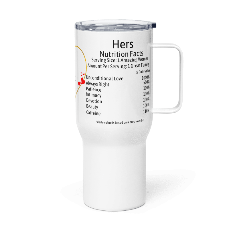 Hers Valentine Travel mug with a handle