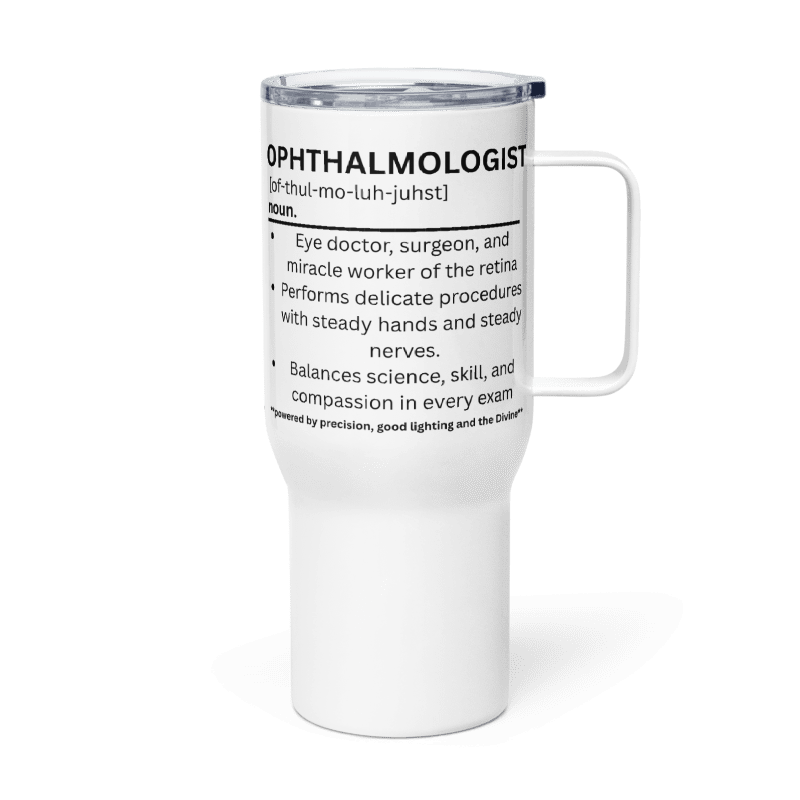 Personalised Ophthalmologist Travel mug with a handle