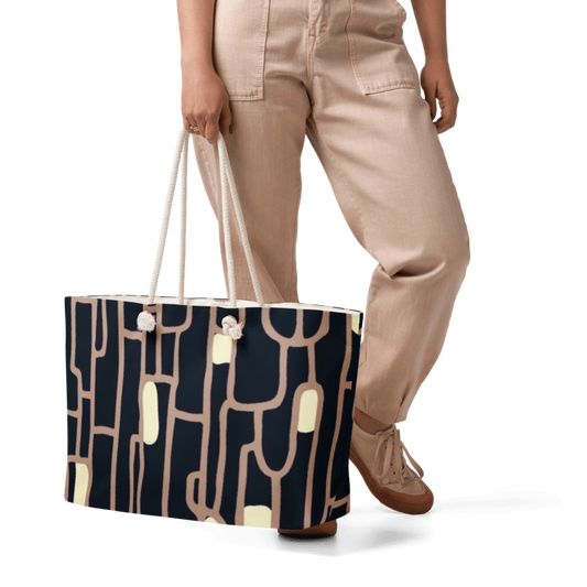 Brown Lines Oversized weekender bag