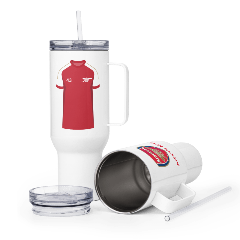 Personalise Arsenal Fan Travel mug with a handle