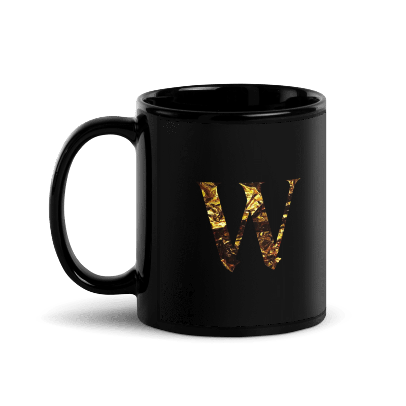 Monogram W Black Glossy Mug