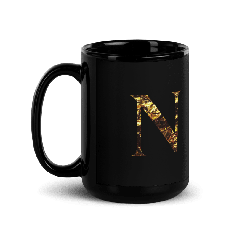Monogram N Black Glossy Mug