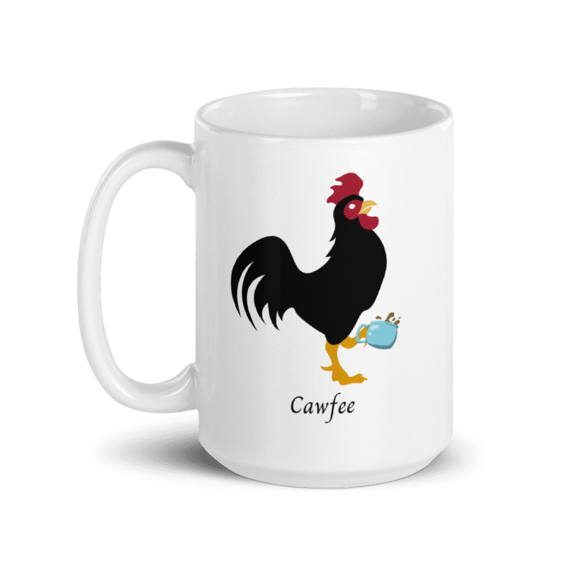 Cawfee 15oz White glossy mug