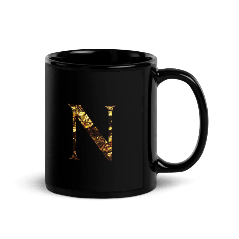 Monogram N Black Glossy Mug