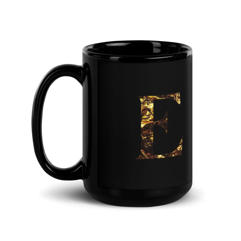 Monogram E Black Glossy Mug