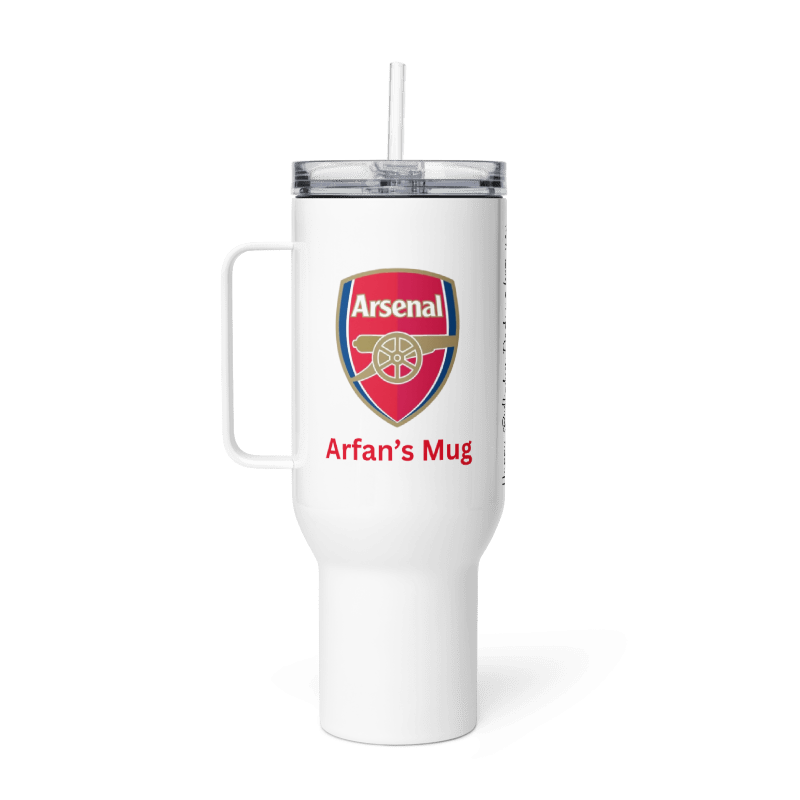 Personalise Arsenal Fan Travel mug with a handle