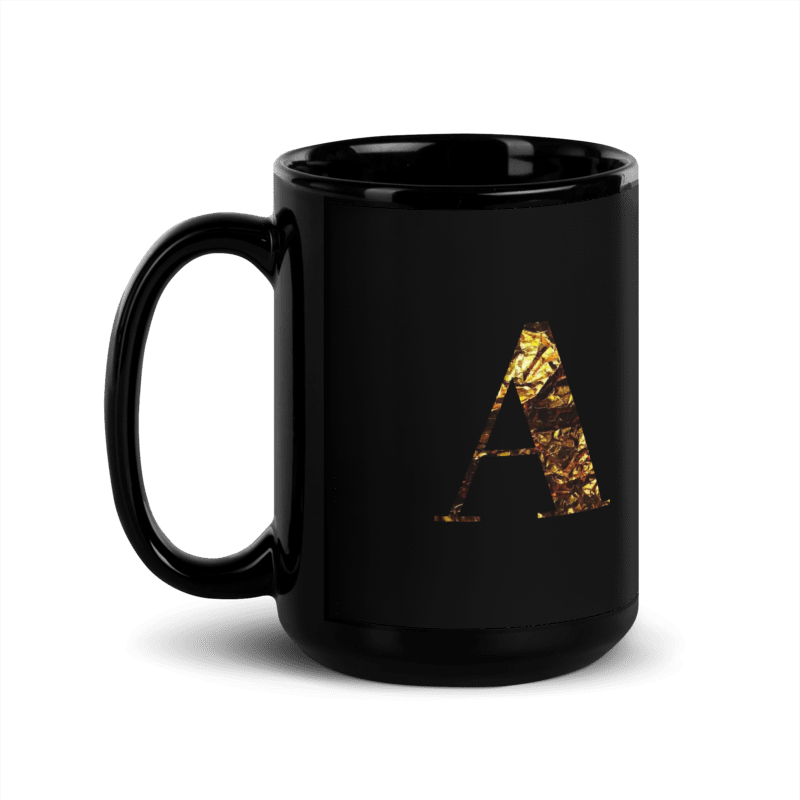 Monogram A Black Glossy Mug