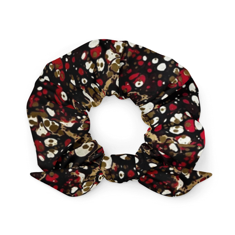 Red Abstract Adire Scrunchie