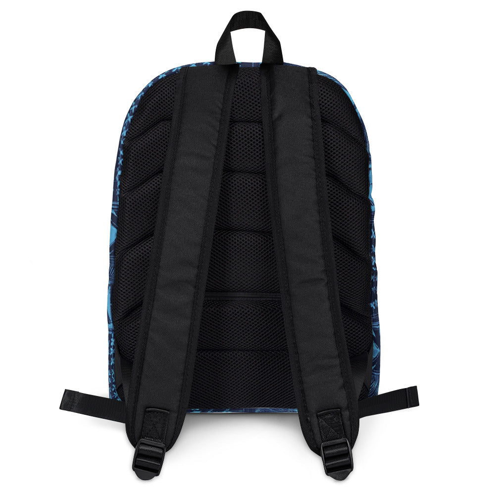 Black And Turquoise Shapes Adire Backpack